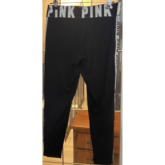 PINK VS Yoga Leggings Black Foldover Waist Size L Lounge Stretch Workout - Picture 2 of 3